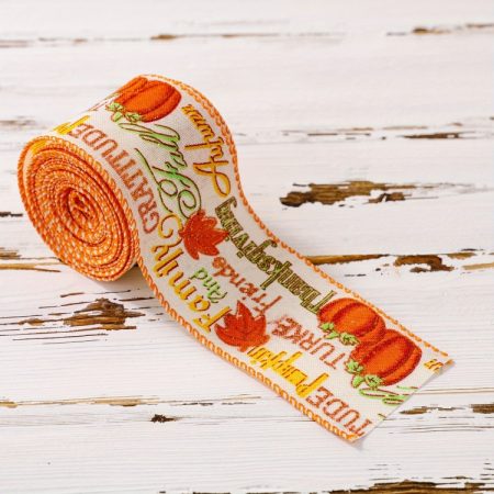4.55m x 6.3cm Thanksgiving Ribbon Multi-purpose Harvest Season Gift Box Packaging Ribbon, B, C, D, E, F
