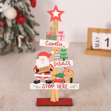 Christmas Decoration Wooden Desktop Ornament Restaurant Bar Scene Layout Decoration Crafts, Elderly, Snowman, Faceless Elderly