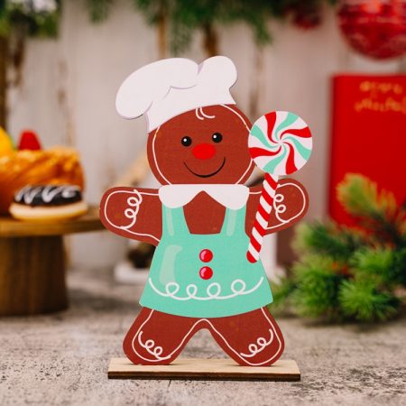 Gingerbread Man Wooden Ornament Christmas Decoration Supplies, Male, Female