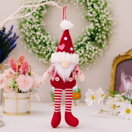 Christmas Wool Ball Knitted Hat Doll Pendant Valentine Day Decoration Knitted Rudolph Hanging Legs Dolls, Male, Female