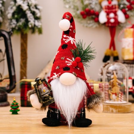 Christmas Decoration Plush Knitted Bent Hat Gnome Figurine Ornament, Male, Female