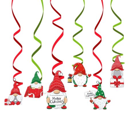 Christmas Cartoon Spiral Pendants Party Scene Decorations, Rudolph, Elk, Car