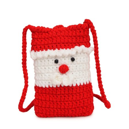 Christmas Finished Wool Crochet Mobile Phone Bag Shoulder Crossbody Bag, Style 1, Style 2, Style 3